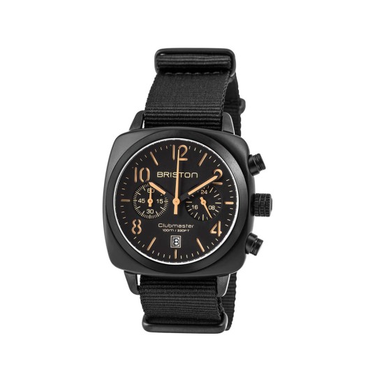 Годинник BRISTON Clubmaster Chrono date Black PVD steel 40 BLACK