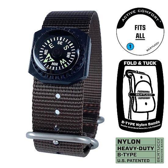 Ремінець BERTUCCI 7/8 - 22 mm B-Type Nylon Band - Field Brown w/Compass