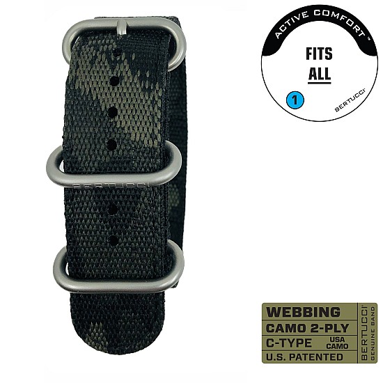 Ремінець BERTUCCI 7/8 - 22 mm C-Type 2-Ply Camo Webbing - Black Multicam