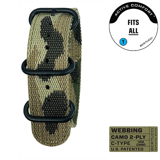 Ремінець BERTUCCI 7/8 - 22 mm C-Type 2-Ply Camo Webbing - Multicam w/Black hardware