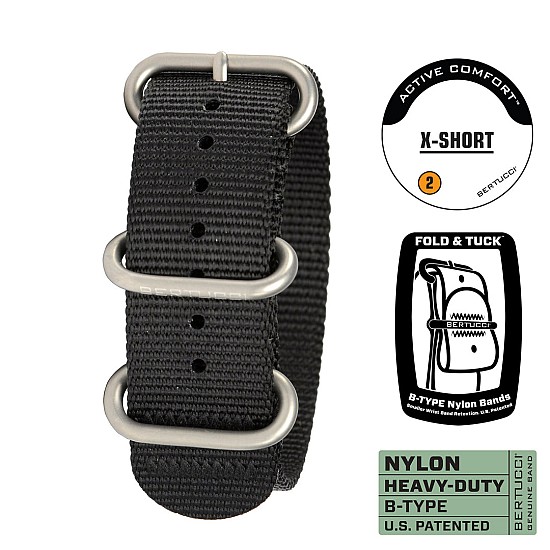 Ремінець BERTUCCI 7/8 - 22 mm B-Type Nylon Band - Black Short