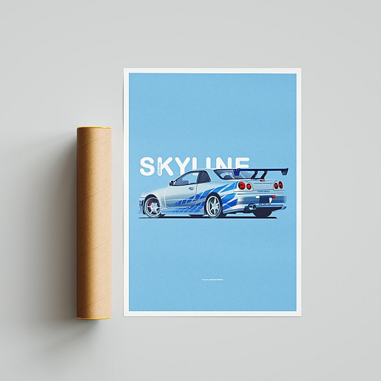 Постер Lobodiuchenko Illustration Nissan Skyline GTR R34