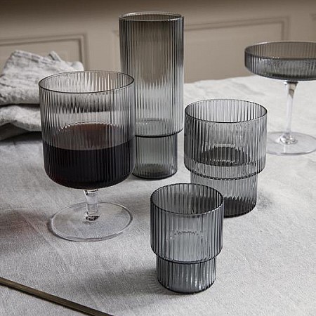 Склянки Ferm Living Ripple Long Drink Glasses (Set of 4) Smoked Grey