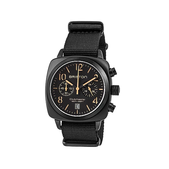 Годинник BRISTON Clubmaster Chrono date Black PVD steel 40 BLACK Годинник BRISTON Clubmaster Chrono date Black PVD steel 40 BLACK