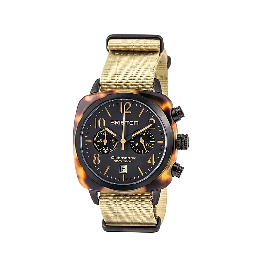 Годинник BRISTON Clubmaster Chrono date Black PVD steel 40 SAFARI TORTOISE aceta Годинник BRISTON Clubmaster Chrono date Black PVD steel 40 SAFARI TORTOISE aceta
