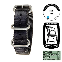 Ремінець BERTUCCI 3/4 B-TYPE Heavy-Duty DX3 Nylon Webbing Band - Black with Matte Stainless Steel Hardware 00244