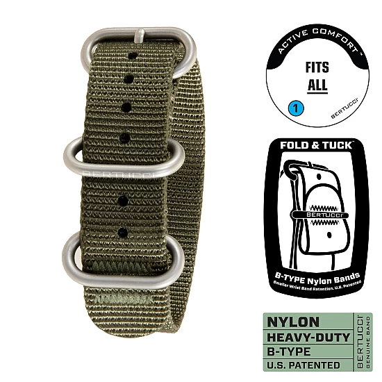 Ремінець BERTUCCI 3/4 B-TYPE Heavy-Duty DX3 Nylon Webbing Band - Defender Olive with Matte Stainless Steel Hardware 00245 Ремінець BERTUCCI 3/4 B-TYPE Heavy-Duty DX3 Nylon Webbing Band - Defender Olive with Matte Stainless Steel Hardware 00245