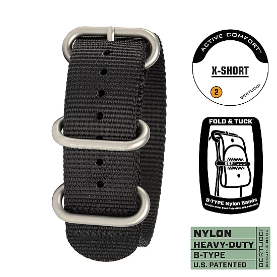 Ремінець BERTUCCI 7/8 - 22 mm B-Type Nylon Band - Black Short Ремінець BERTUCCI 7/8 - 22 mm B-Type Nylon Band - Black Short
