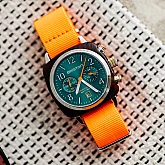 Годинник BRISTON Clubmaster Chrono date Steel 40 TORTOISE acetate EM dial&orange Годинник BRISTON Clubmaster Chrono date Steel 40 TORTOISE acetate EM dial&orange