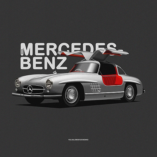 Постер Lobodiuchenko Illustration Mercedes-Benz 300 SL Постер Lobodiuchenko Illustration Mercedes-Benz 300 SL