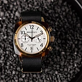 Годинник BRISTON Clubmaster Chrono date Yellow Gold PVD 40 TORTOISE acetate white Годинник BRISTON Clubmaster Chrono date Yellow Gold PVD 40 TORTOISE acetate white